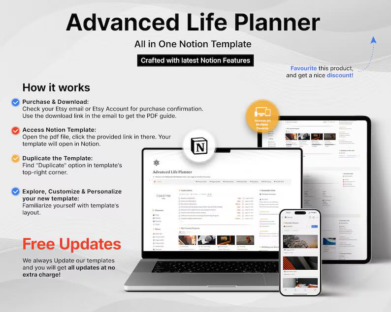 Advanced Life Planner – All-in-One Notion Template for Productivity & Growth